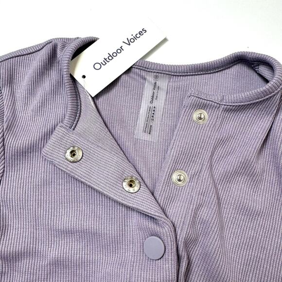 OUTDOOR VOICES CozyRib Cropped Cardigan Earl Grey Size XS NWT - Picture 4 of 5